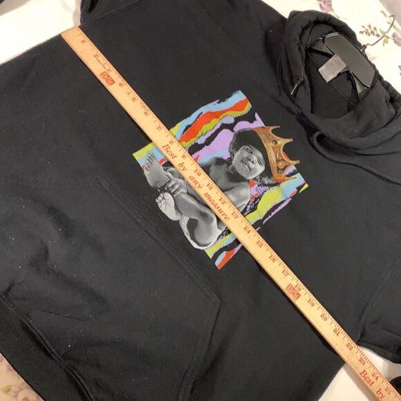 Gildan Heavy Blend Size Large Notorious BIG black street wear hooded sweatshirt - Picture 5 of 7